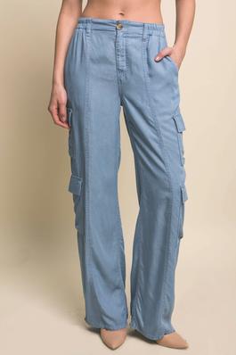 Full-Length Tencel Pants with Cargo Pockets