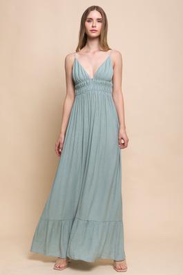 Woven Solid Maxi Dress