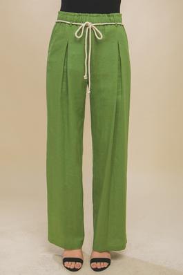 Linen Pleated Pants with Belt