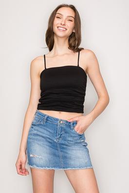 Ruched Cinched Side Detachable Bra Tube Top