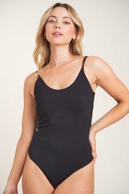 Solid Backless Spaghetti Strap Casual Bodysuit