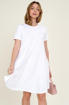 Oversized Short Sleeve Pockets Casual Midi Dress