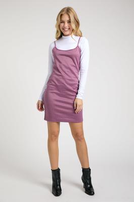 Long Sleeve Top Plaid Mini Dress Two-Piece Set