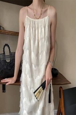 Loose And Slimming Tassel Feather Strap Dress
