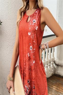 Sleeveless Floral Print Maxi Dress For Casual Vacation