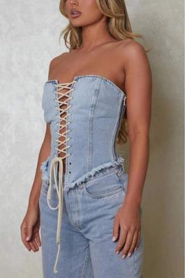 LACE DOWN BUSTIER TOP