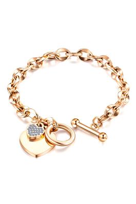 Titanium Steel Heart Link Chain Bracelet