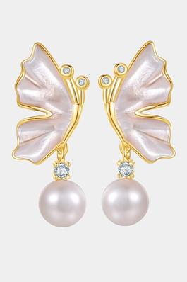 Butterfly Pearl Dangle Stud Earring