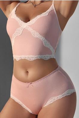 Braless Cami Top & Lace Underwear Set