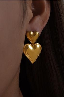 Womens Double Heart Earrings