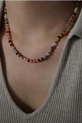 Coloful Tourmaline Faceted Stone Necklace