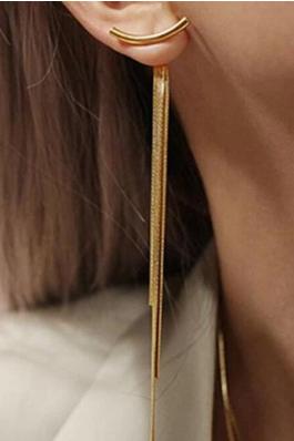 Metal Chain Long Tassel Earrings for Women