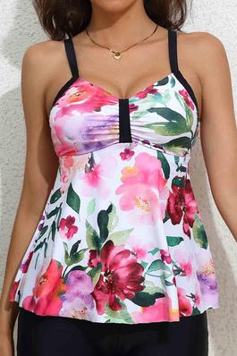 Floral Ruched Tankini Top without Buttom