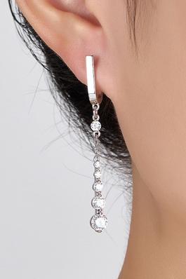 925 Sterling Silver Drop Tassel Zirconium Earrings