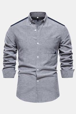 Long Sleeve Color Block Button Down Shirts 