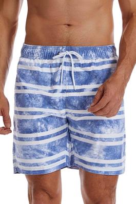 Striped Pattern Beach Short with Pockets