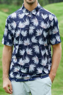 Short Sleeve Tropical Print Polo Shirt