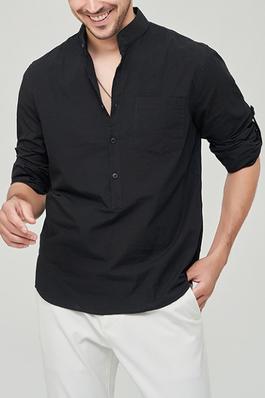 Long Sleeve Casual Soild Henley Shirt