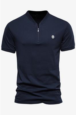 Short Sleeve Solid Zipper T-Shirt