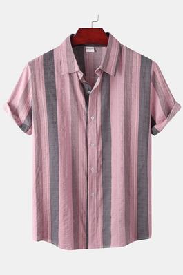 Short Sleeve Striped Hawaiian Shirts