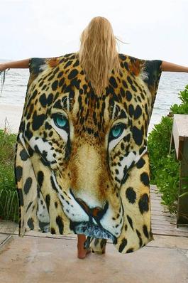 Tiger Printed Loose Beach Cover-Up