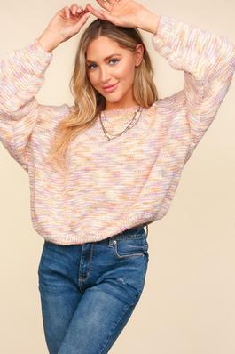 MULTI COLOR PULLOVER SWEATER KNIT TOP