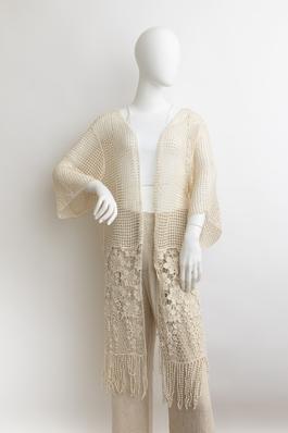 Mixed Crochet Lace Tassel Kimono