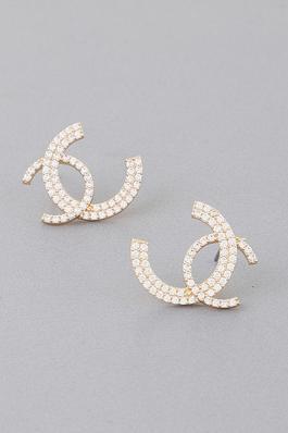  Double Layered Bejeweled C Stud Earrings