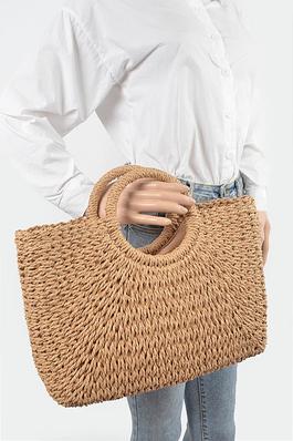 Weaved Round Handle Tote Bag