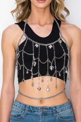 Heart And Chain Halter Top