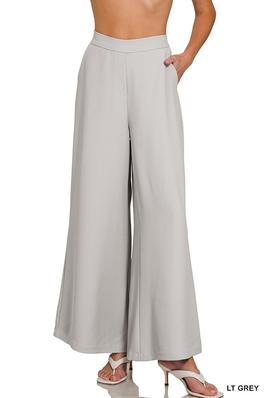 Relaxed fit elastic waisted wide leg pants