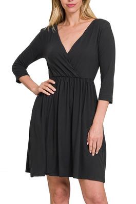 Brushed dty buttery soft fabric surplice dress