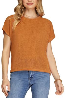 DROP SLEEVE ROUND NECK KNIT TOP