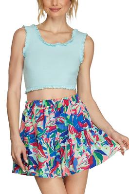 WOVEN FLORAL PRINT SHORTS