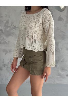 Women's Cropped Hallow Knit Top Knit Summer Top