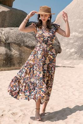 Floral Print Dress with Ruffle Hem