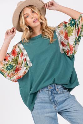 KNIT SOFT BODY WITH PRINTED SLEEVES