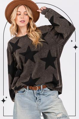 MINERAL WASH STAR GRAPHIC PRINT TOP