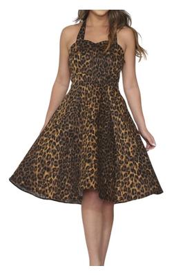 Leopard Print Halter Dress Vintage Retro Style