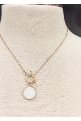 Pearl Disk With Toggle Necklace