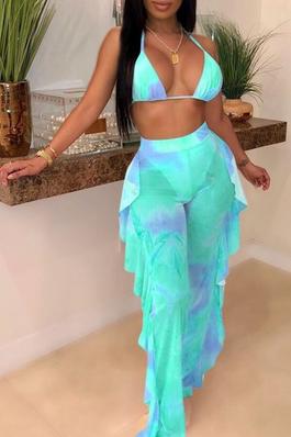 Tie-dye Flounce Design Cover-up (Two-piece)