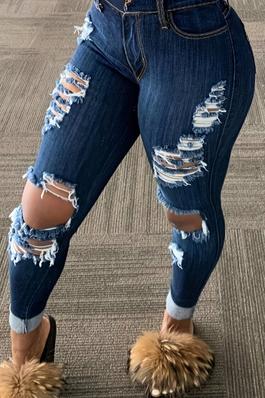 High Waist High Stretchy Ripped Jeans