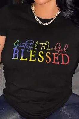 Blessed Letter Print T-shirt