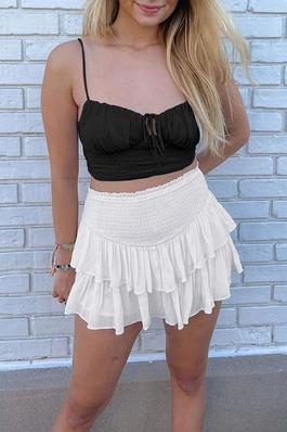 High-Waisted Pleated Skirt with Lining