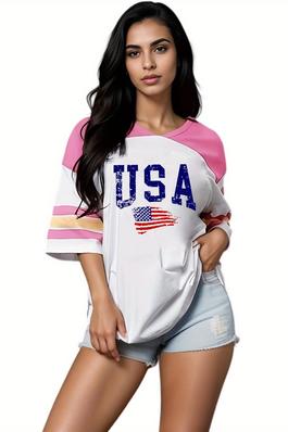 USA Print Sporty T-Shirt