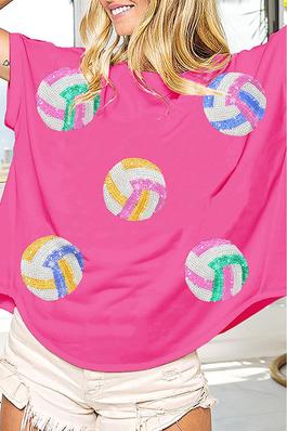 Sequined Volleyball Short Sleeve Top