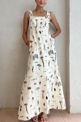Printed A-line Maxi Dress 