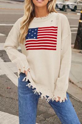 American Flag Print Sweater