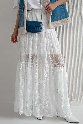 Floral Sheer High Waist Maxi Skirt 