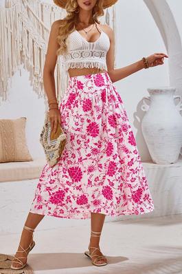 Floral Print High Waist Skirt 